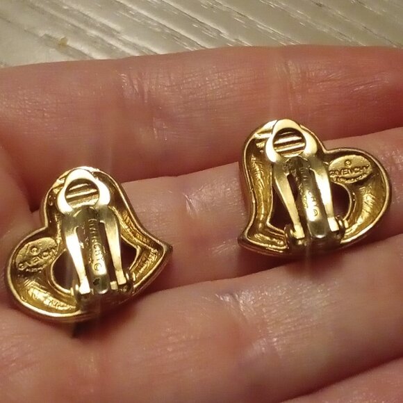 Givenchy Vintage Heart Logo Crystal Clip-on Earrings - Picture 8 of 12
